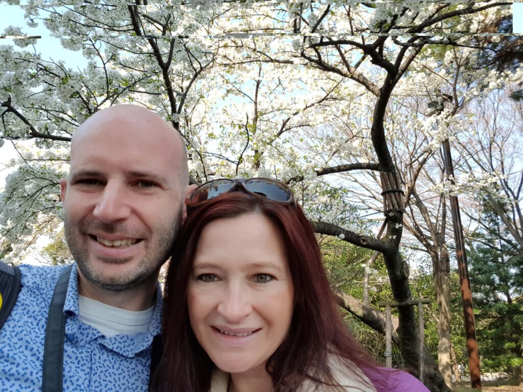 Kris and Sylvia admiring the Cherry Blossoms in Japan
